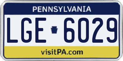 PA license plate LGE6029