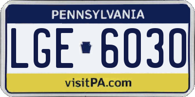 PA license plate LGE6030