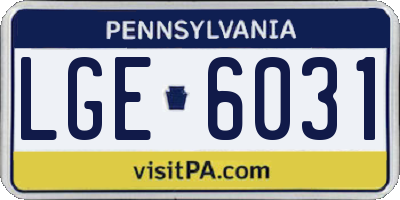 PA license plate LGE6031