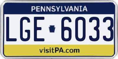 PA license plate LGE6033