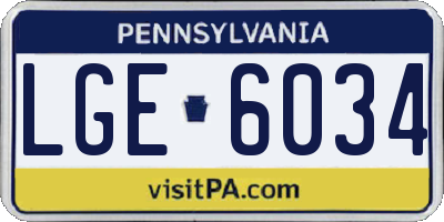 PA license plate LGE6034