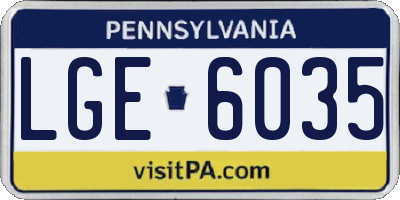 PA license plate LGE6035