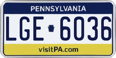 PA license plate LGE6036