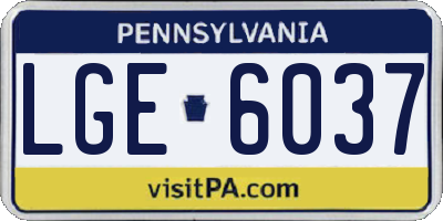 PA license plate LGE6037