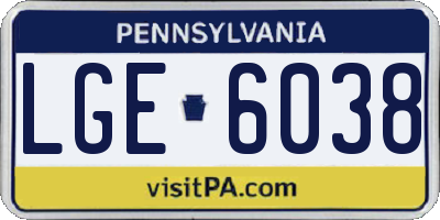 PA license plate LGE6038