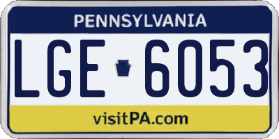 PA license plate LGE6053