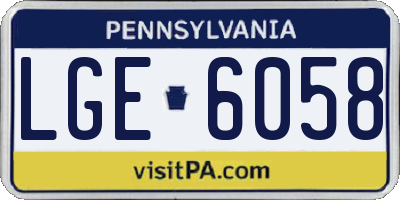 PA license plate LGE6058