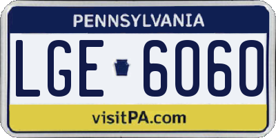 PA license plate LGE6060