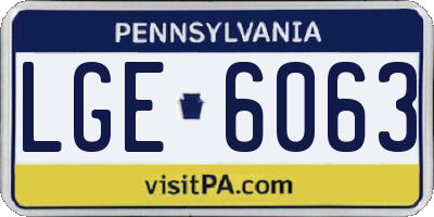 PA license plate LGE6063