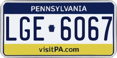 PA license plate LGE6067