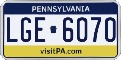 PA license plate LGE6070