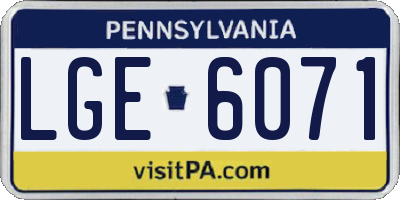 PA license plate LGE6071