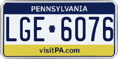 PA license plate LGE6076