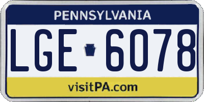 PA license plate LGE6078