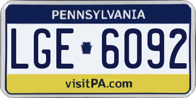PA license plate LGE6092