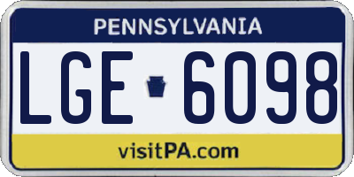 PA license plate LGE6098