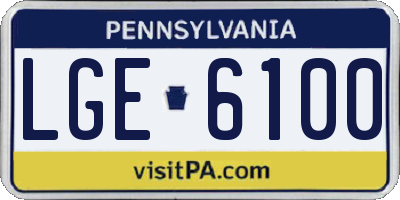 PA license plate LGE6100