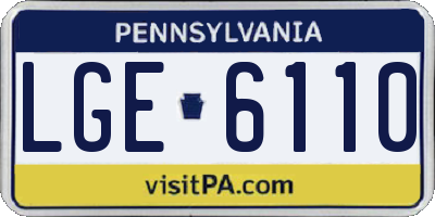 PA license plate LGE6110
