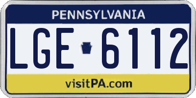 PA license plate LGE6112