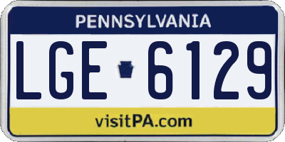 PA license plate LGE6129