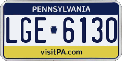 PA license plate LGE6130