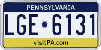PA license plate LGE6131