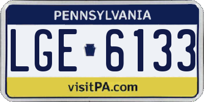PA license plate LGE6133