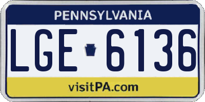 PA license plate LGE6136