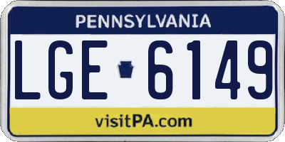 PA license plate LGE6149
