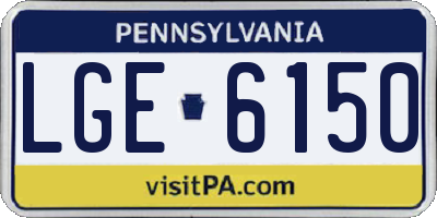 PA license plate LGE6150