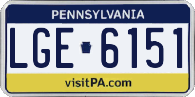 PA license plate LGE6151