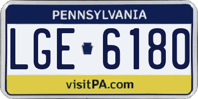 PA license plate LGE6180