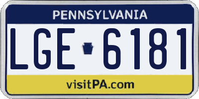 PA license plate LGE6181