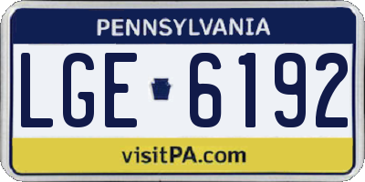 PA license plate LGE6192