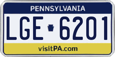PA license plate LGE6201