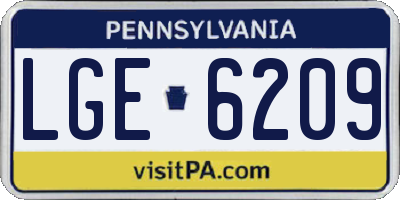 PA license plate LGE6209