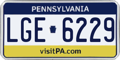 PA license plate LGE6229
