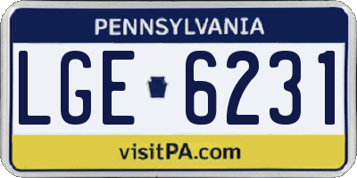PA license plate LGE6231