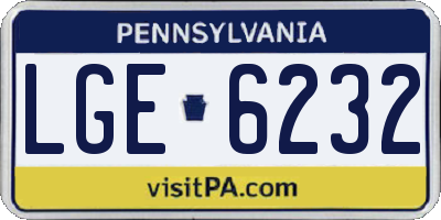 PA license plate LGE6232