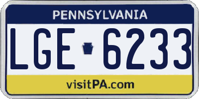 PA license plate LGE6233