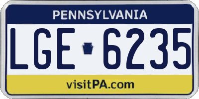 PA license plate LGE6235
