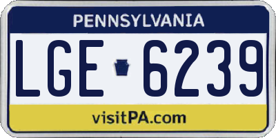 PA license plate LGE6239