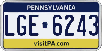 PA license plate LGE6243