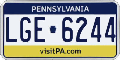 PA license plate LGE6244
