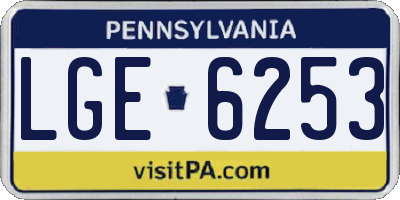 PA license plate LGE6253