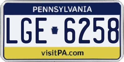 PA license plate LGE6258