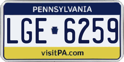 PA license plate LGE6259