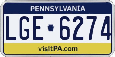 PA license plate LGE6274