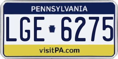 PA license plate LGE6275