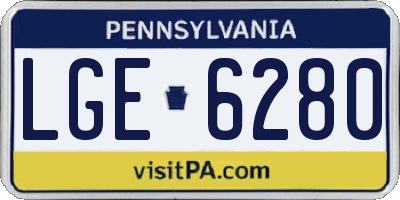 PA license plate LGE6280